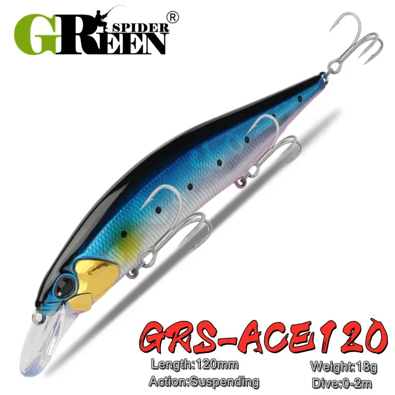 Greens pider 12cm 18g heißes Modell Angeln lockt harte Köder Suspend ing Minnow Qualität profession elle Elritze