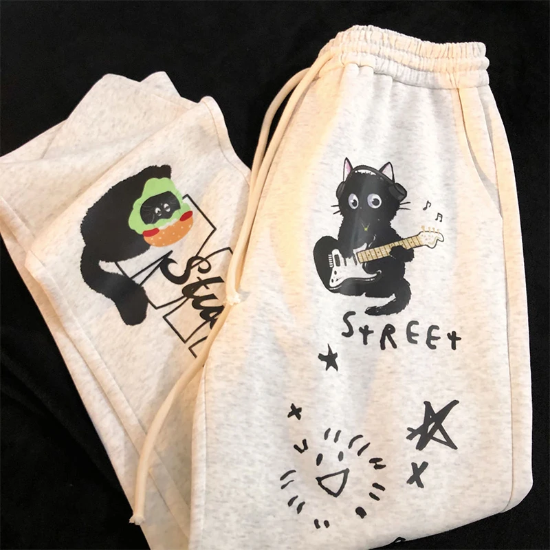 Men's Clothing Men's Jogging Print Pants For Cartoon Cat Lovers Sweet Casual Pants Sweatpants roupas masculinas