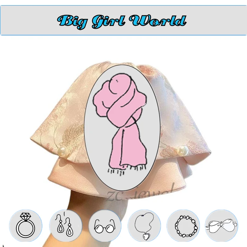 جديد النمط الصيني الأنيق المطبوعة الساتان اللؤلؤ ذيل حصان مشبك شعر إكسسوارات الشعر للنساء أغطية الرأس #4