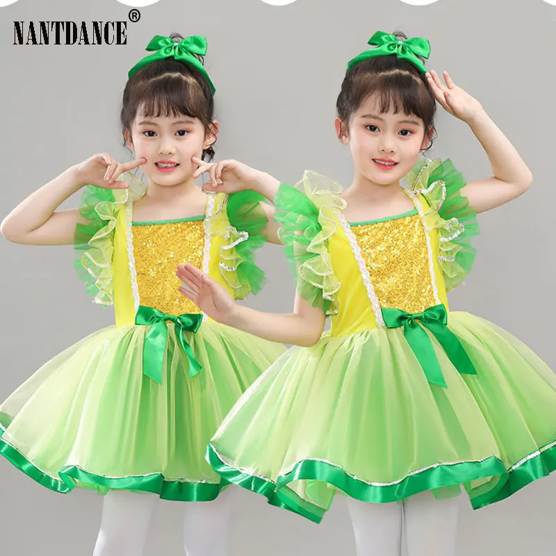 Kids Ballroom Clothing Sequined Tulle Party Prom Dresses For Girl Gown Children Evening Dresses Pink Girls Modern Dance Dress