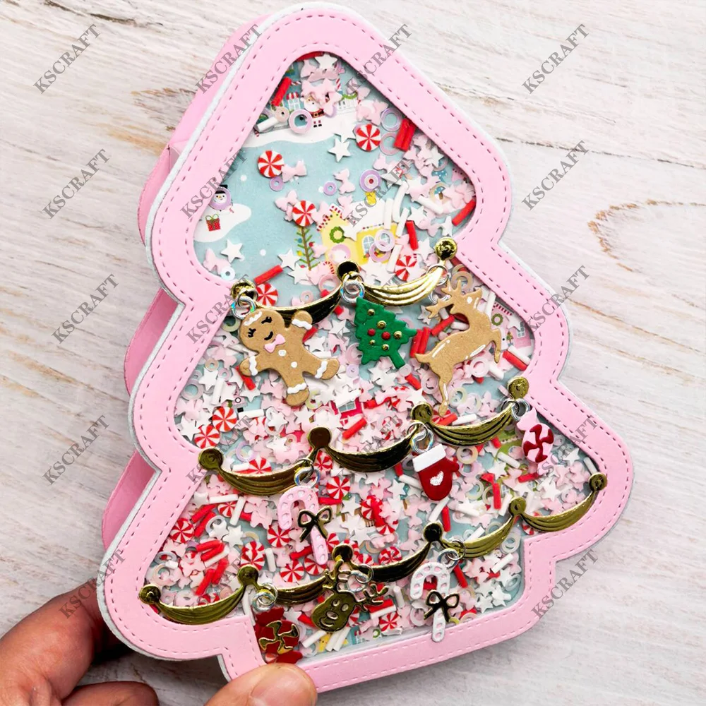 KSCRAFT Christmas Tree Shaker Mini Album Cutting Dies Stencils for DIY Scrapbooking Decorative Embossing DIY Paper Cards view 5