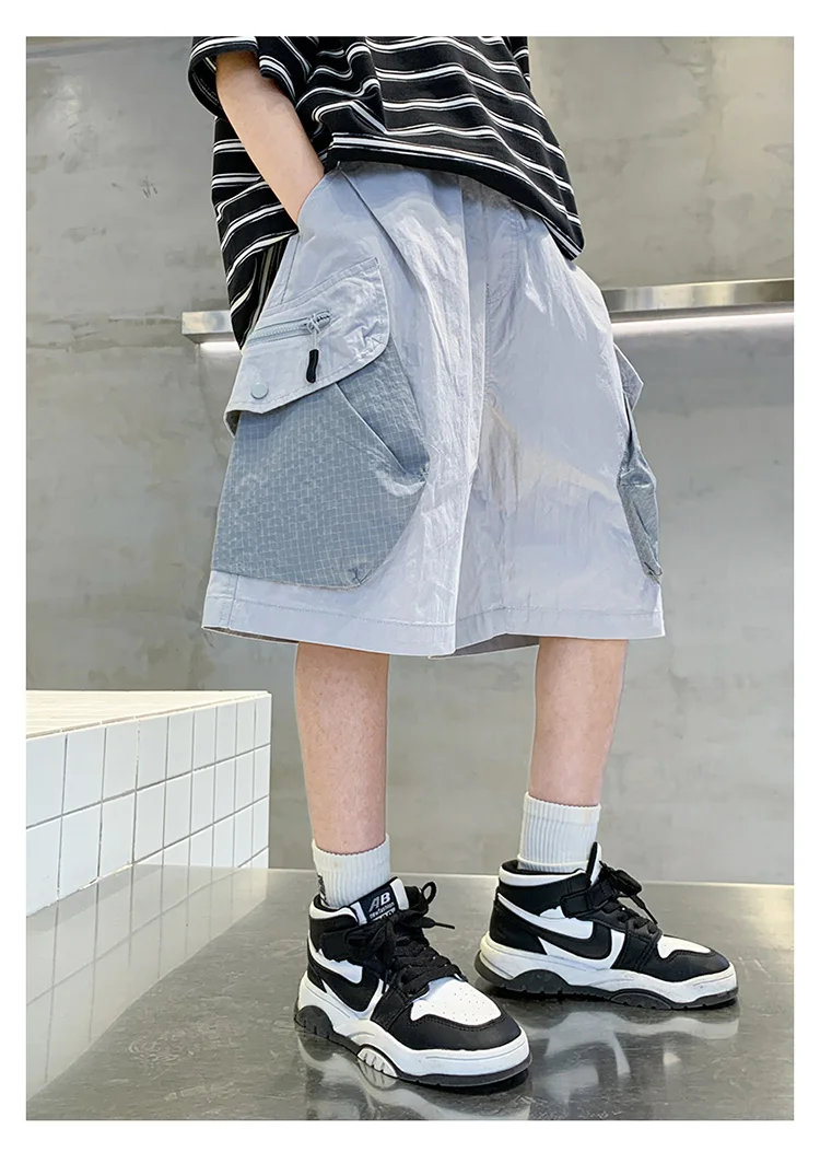 Kurze, stylische Sommer-Cargo-Shorts aus Baumwolle für Kinder und Jungen im Teenageralter, mit großer Seitentasche, neue lässige kurze Cargo-Hosen, 5-14 Jahre – Detail 12