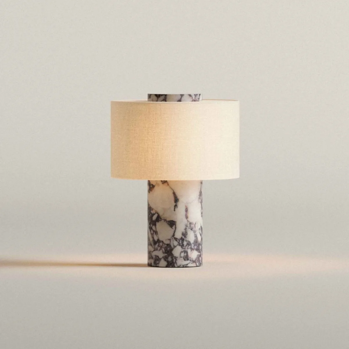 

Modern Marble Touch Control Dimmable LED Table Lamp with Fabric Shade Cordless Battery-Powered for Bedroom and Study Decor