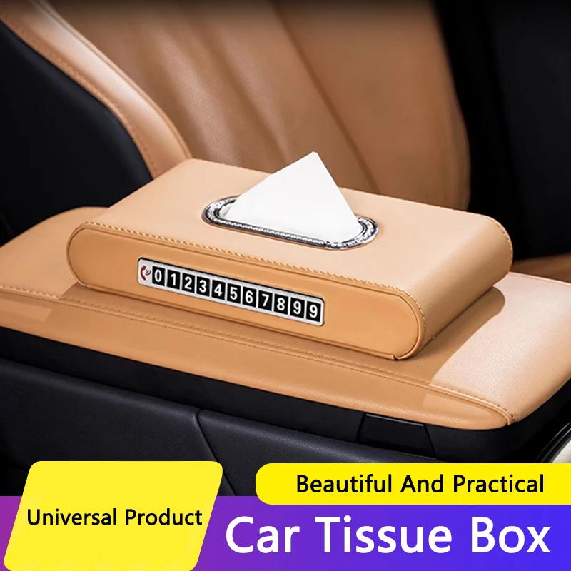 QHCP Car Visor Leather Tissue Holder Tissue Box Parking Number Plate Interior Storage Box For Lexus Serie Auto Decor Accessories