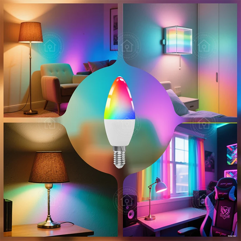 Tuya Smart Light Wifi Bulb Dimmable E14 Candle Lamp AC85-265V RGBCW 5W Smart Life APP Support Alexa Google Home Alice Voice