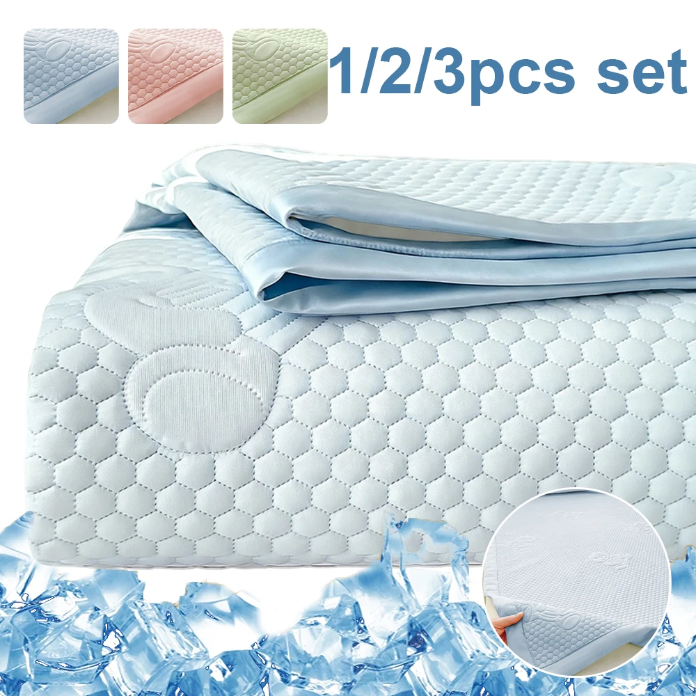 

Thicken Cooling Fitted Bed Mattress Summer A Class Breathable Soft Air Conditioner Sleeping Mat Anti-slip Bedding 1/2/3pcs Set