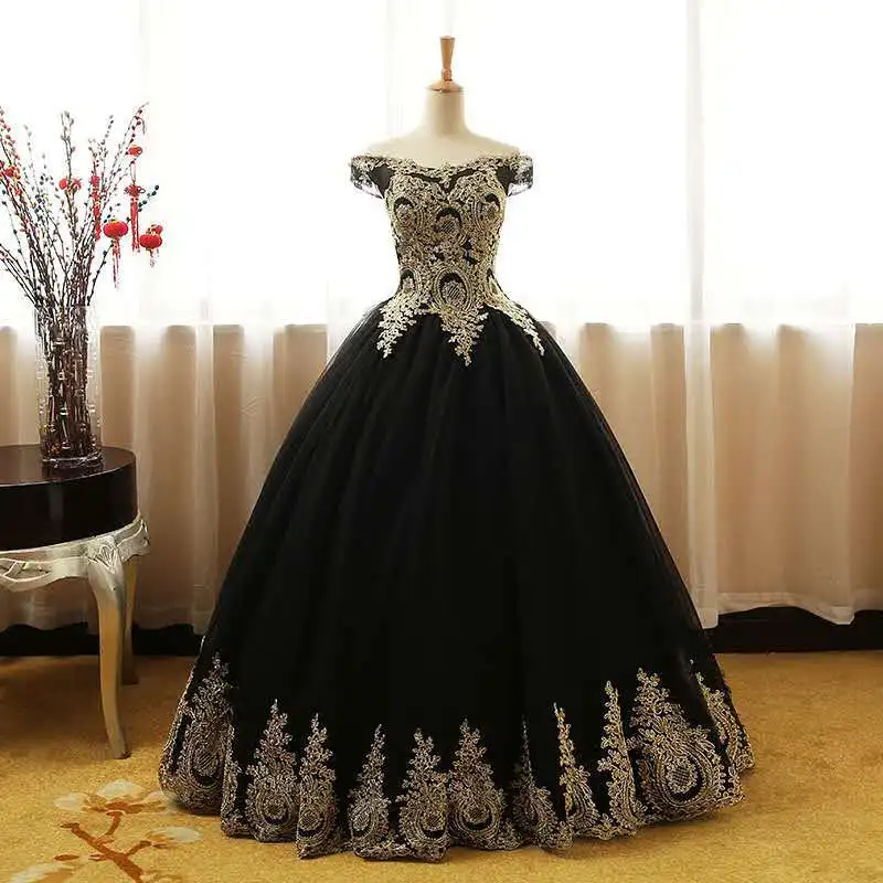 GUXQD Đen Bầu Quinceanera Áo Lệch Vai Vũ Hội Đảng Đồ Bầu Appliques Đầm Vestido De 15 Sinh Nhật Đầm