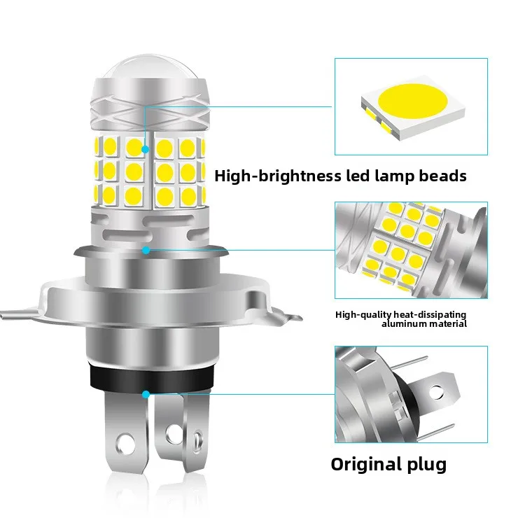 Motorcycle LED headlight high and low beam H4 H6 P15D BA20D 42smd 3030 12-24v high brightness model