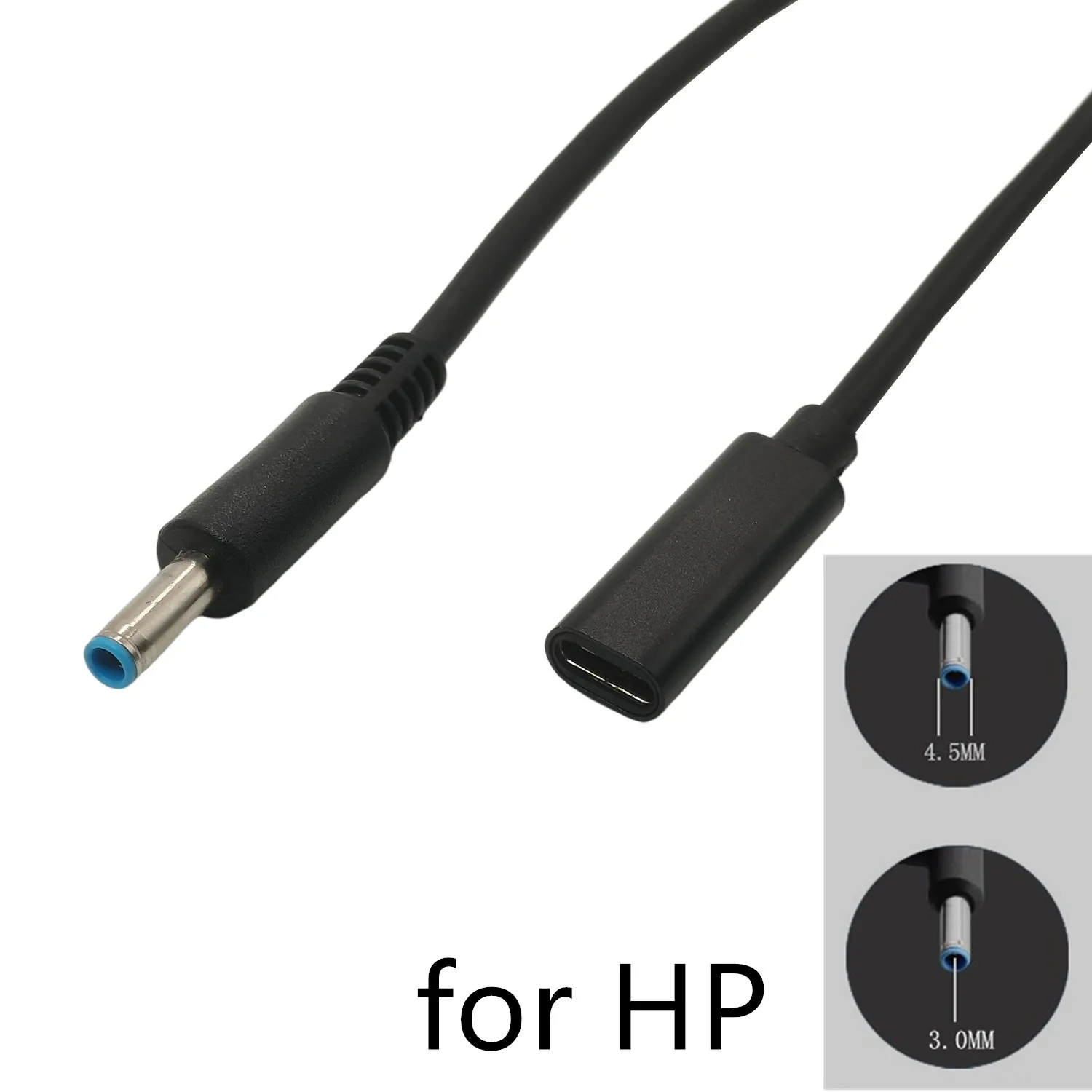 Type C Female to 4.5x3.0mm Plug Converter 65W USB C PD Fast Charging Cable for HP Laptop Charger DC 4.5*3.0 15cm