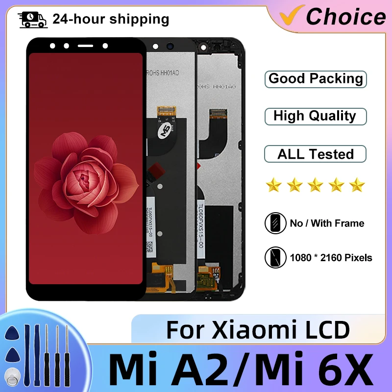 For Xiaomi Mi A2 LCD Display Touch Screen Digitizer Assembly For Mi 6X LCD Screen M1804D2SG M1804D2SI Display Replacement Parts