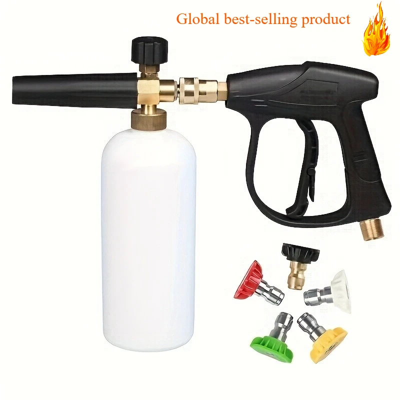 

Распылитель пены для мойки автомобилей высокого давления с быстрой заглушкой, веерообразным набором головок и горшком для пены в виде снежинок