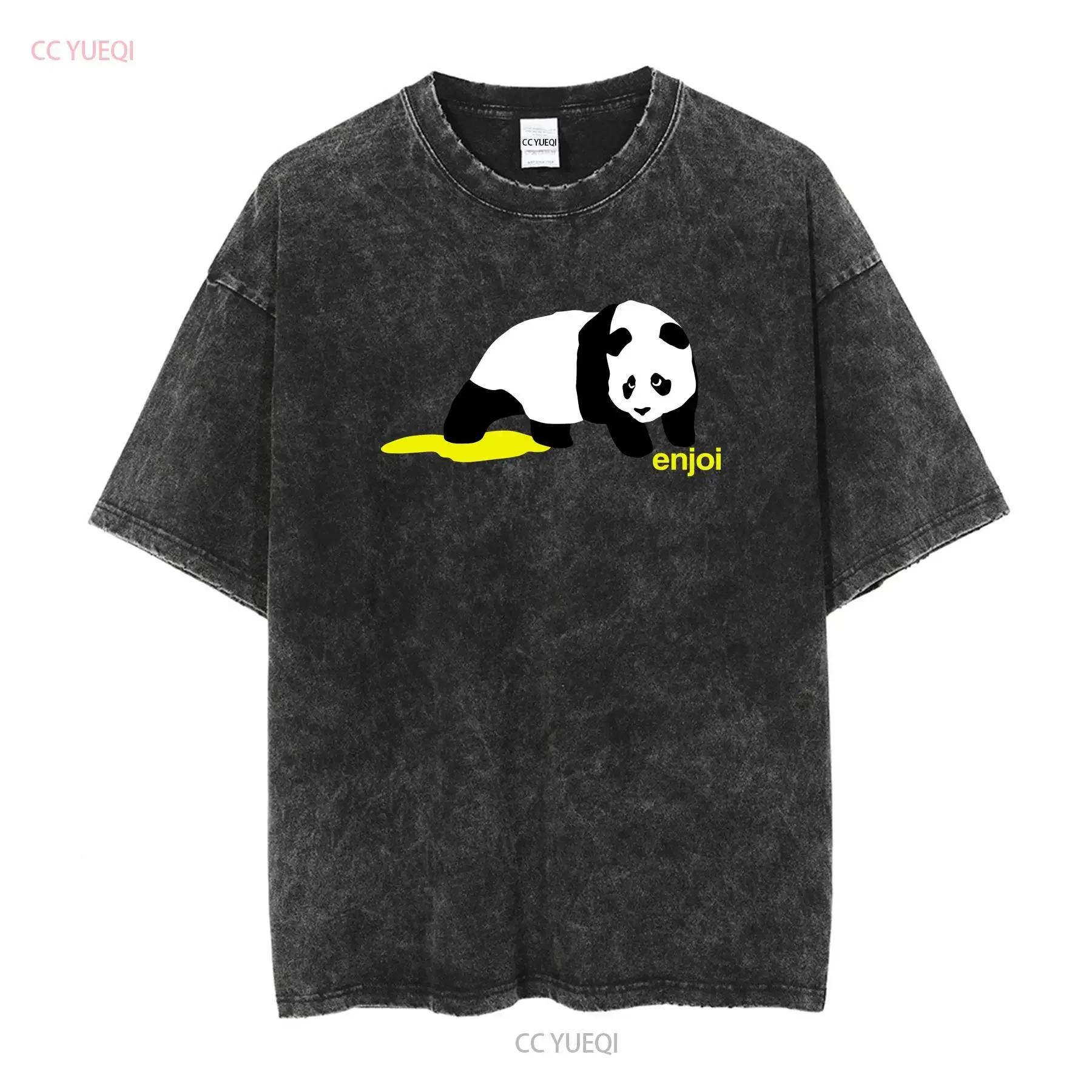 Enjoi Skateboard Panda Logo  T Shirt Size Small Adult Dark Gray vintage Washed graphic Casual Unisex Stretched Breathable image 2