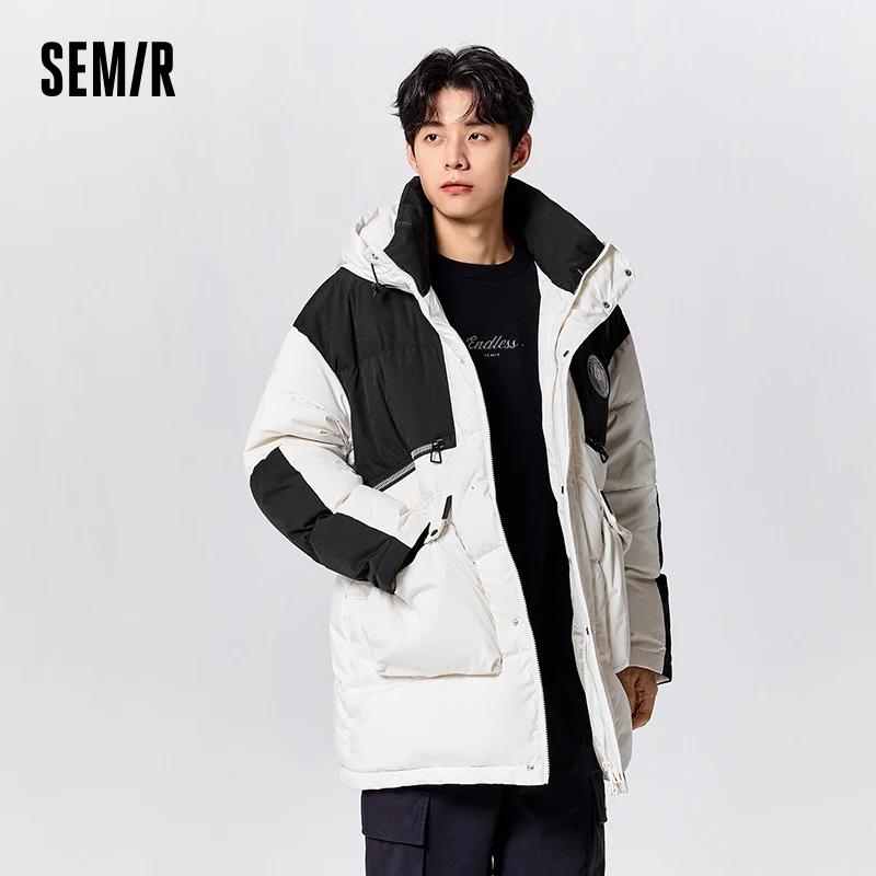 Semir Down Jacket Men 2023 Winter New Fashion Hooded Daily Outdoor Warm Mid-Length Jacket