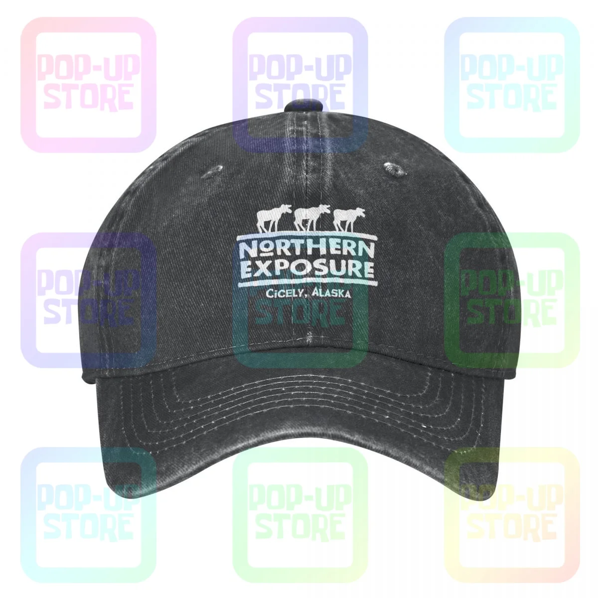 Northern Exposure Cicely Alaska Logo Tv Drama Washed Denim Baseball Cap Trucker Hats Best Comfortable