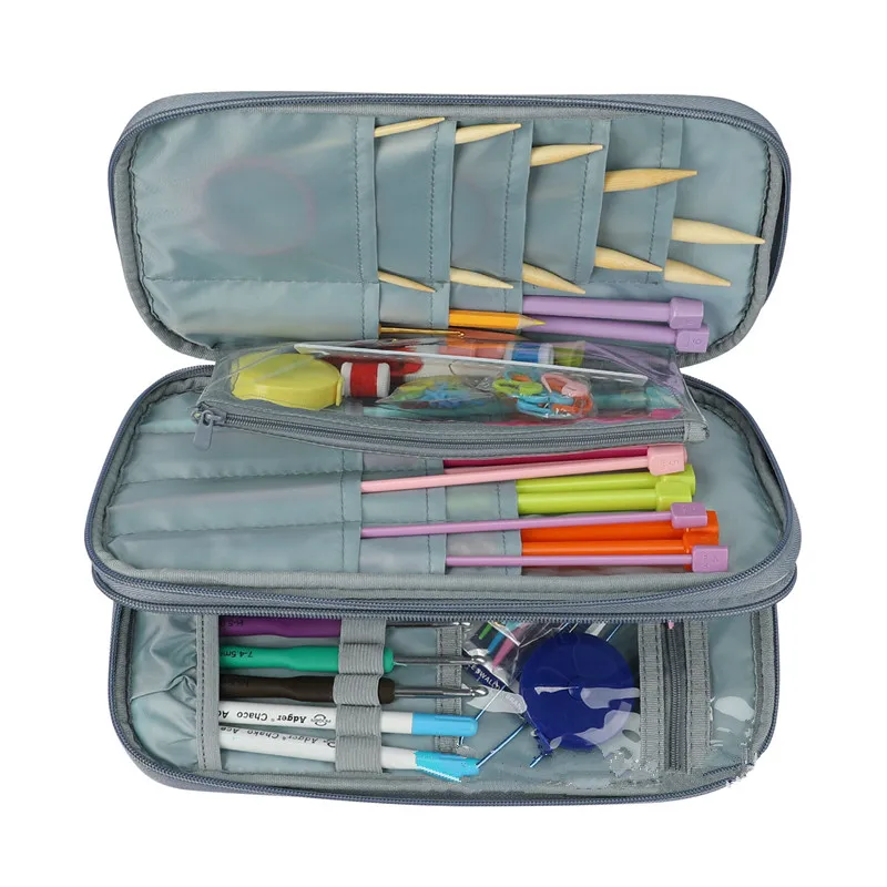 

Knitting Storage Bag Empty Crochet Hooks Knitting Needles Kit Organizer Case for Needles Scissors Ruler Sewing Bag Accessories