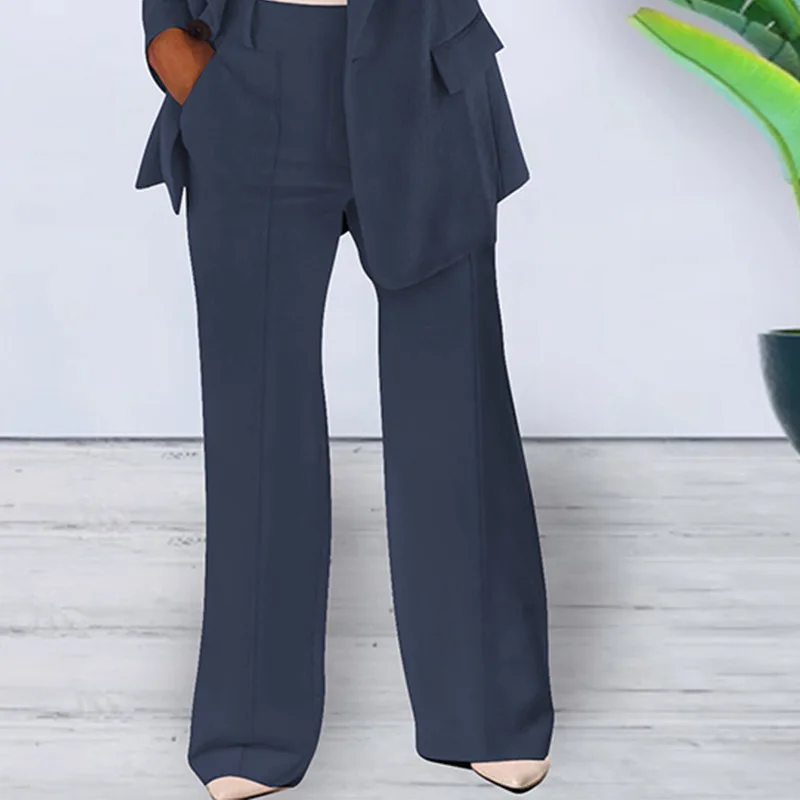 Spring Autumn New Solid Color Women Pants Fashion Women Temperament Cardigan Blazer Long Trousers Commuting Lady Clothing