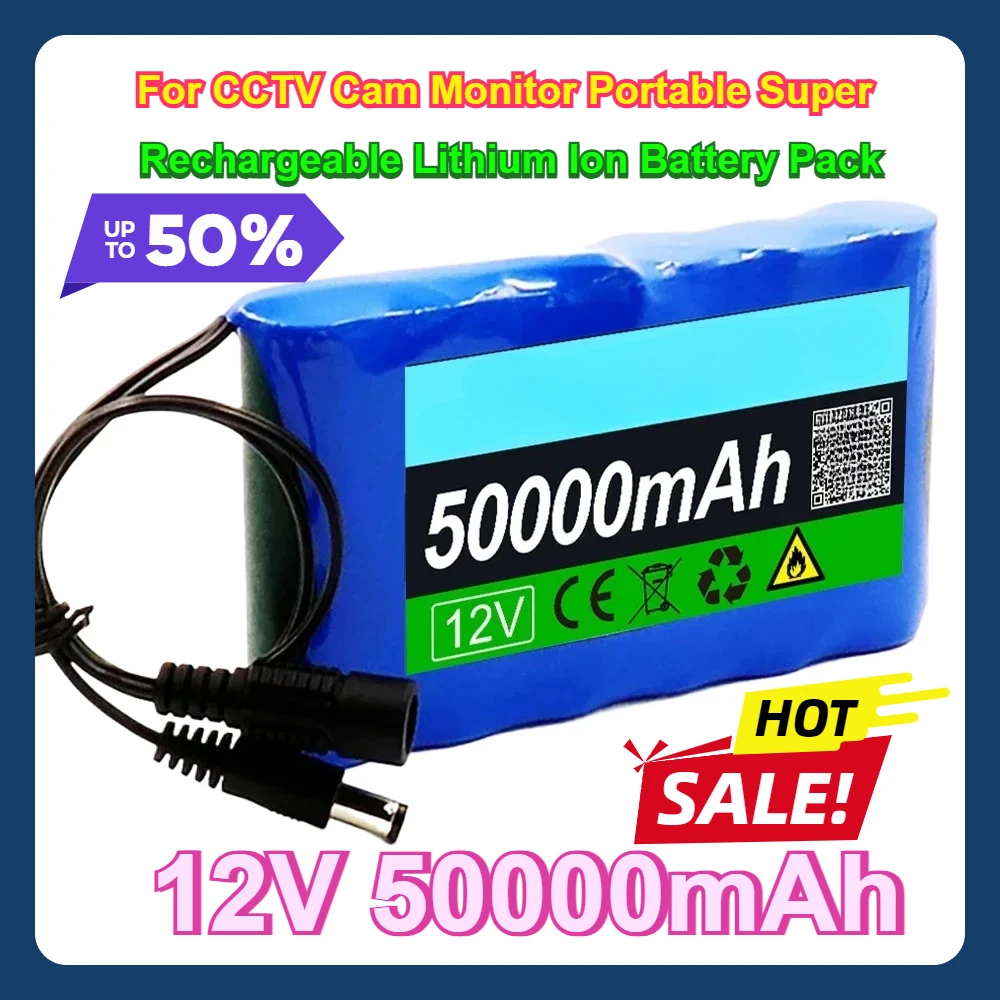 

2.6v For CCTV Cam Monitor Portable Super 12V 50000mah Rechargeable Lithium Ion Battery Pack Capacity DC