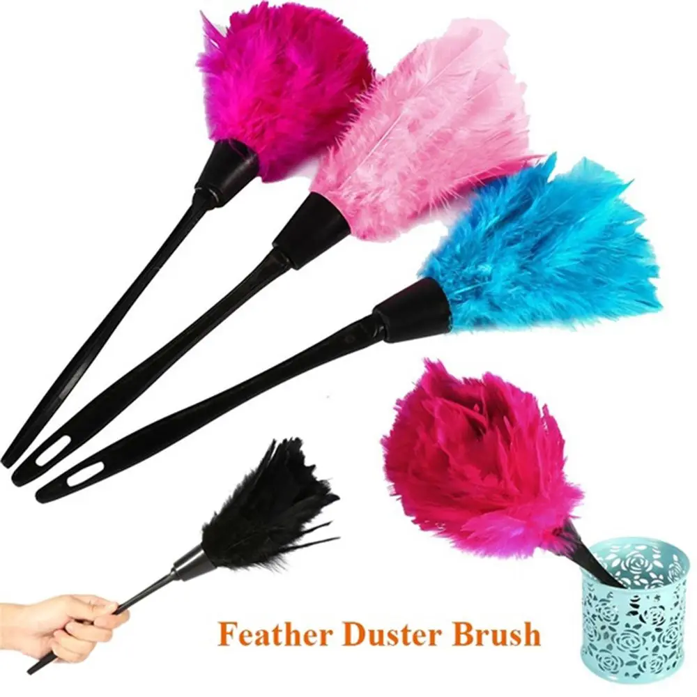 Handhold Portable Feather Duster With Hang Hole Anti-static Cleaning Dust Car Dashboard Cleaner Tools Plastic Handle Cleaning