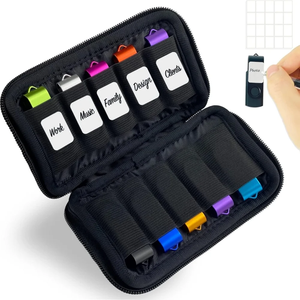 10 Slots Flash Drive Case USB Drive Holder Storage Bag Thumb Drive Light Weight Handbag Electronic Accessories Organizer Storage