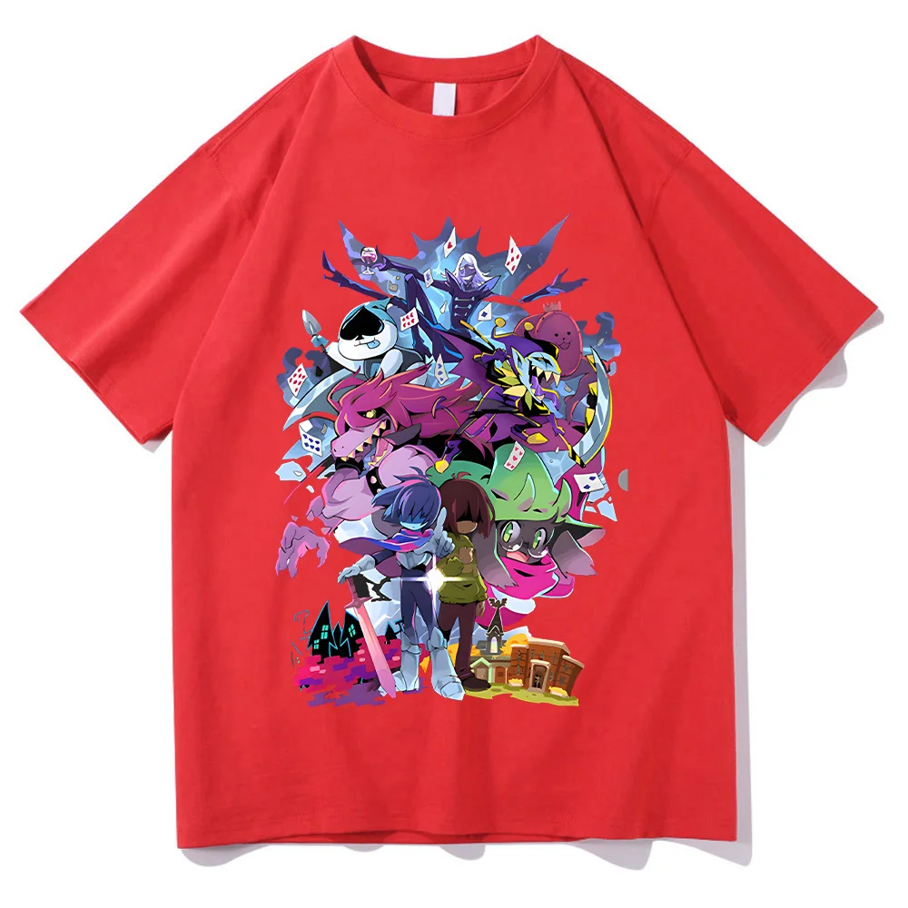 Deltarune Merch Charaktere Artwork T-Shirt Vollständiges Cast-Design Fan-Bekleidung Herren Deltarune Spiel Baumwoll-T-Shirt Lustiges Loses Unisex-Tee – Detail 12