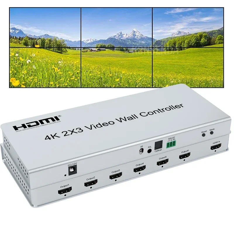 Controller da parete video HDMI 4K 2x3 2x2 1x4 HDMI Wall 6 Schermo Video Processore di cucitura a parete Giuntatrice TV per 6 TV Display di giunzione