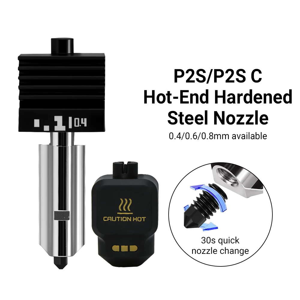 

Насадка для хотэнда P2S для Bamboo Lab P2S Standard: высокопроизводительная, высококачественная, для быстрой и точной печати, сменные сопла 0.4/0.6/0.8 мм