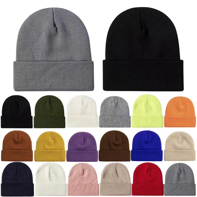 Casquette tricotée classique pour hommes et femmes, Logo imprimé personnalisé, couleur unie, chapeau de Style basique, dôme coupe-vent, couvre-tête chaud, casquettes en tricot froid