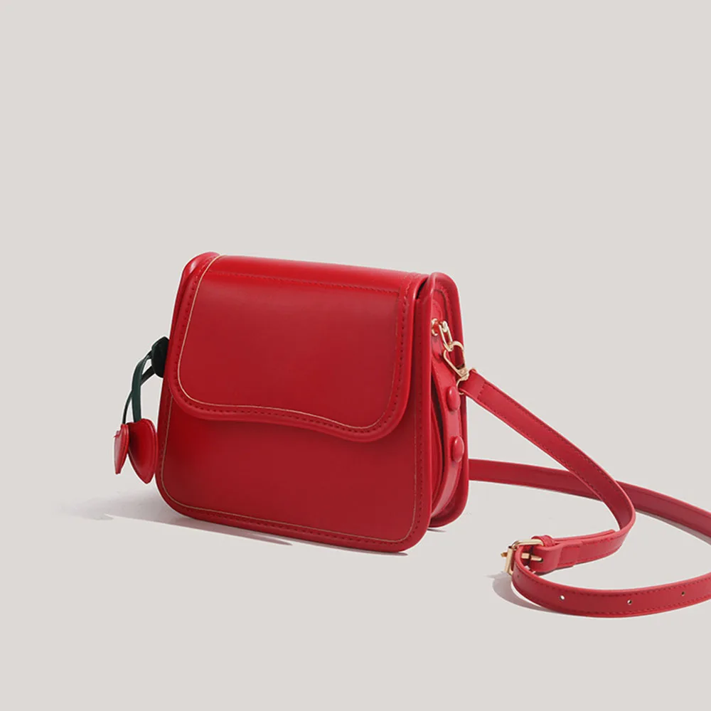 High Quality Retro Red PU Crossbody Bag 2024 Women\'s Light Luxury Magnetic Buckle Flap Underarm Bags Versatile Commuting Handbag