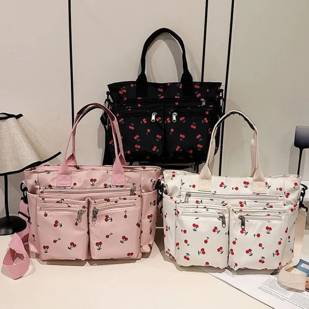 

Printed Cherry Shoulder Bag Korean Style Simple Bolsos De Mujer Canvas Sac Femme Student Bags for Woman Pockets Tote Bolso