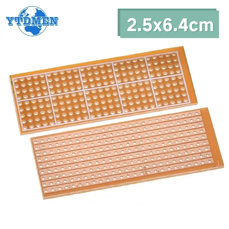 10-20pcs Single Side PCB Board 2.5x6.4cm DIY Universal Experiment Matrix Circuit Boards Single Row Continuous Hole 25x64mm