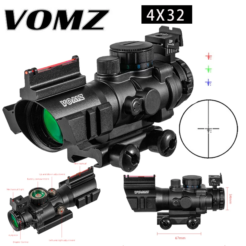 

VOMZ 4x32 Riflescope 20mm Dovetail Reflex Optics Scope Tactical Sight For Hunting Gun Rifle Airsoft Sniper Magnifier Air Gun