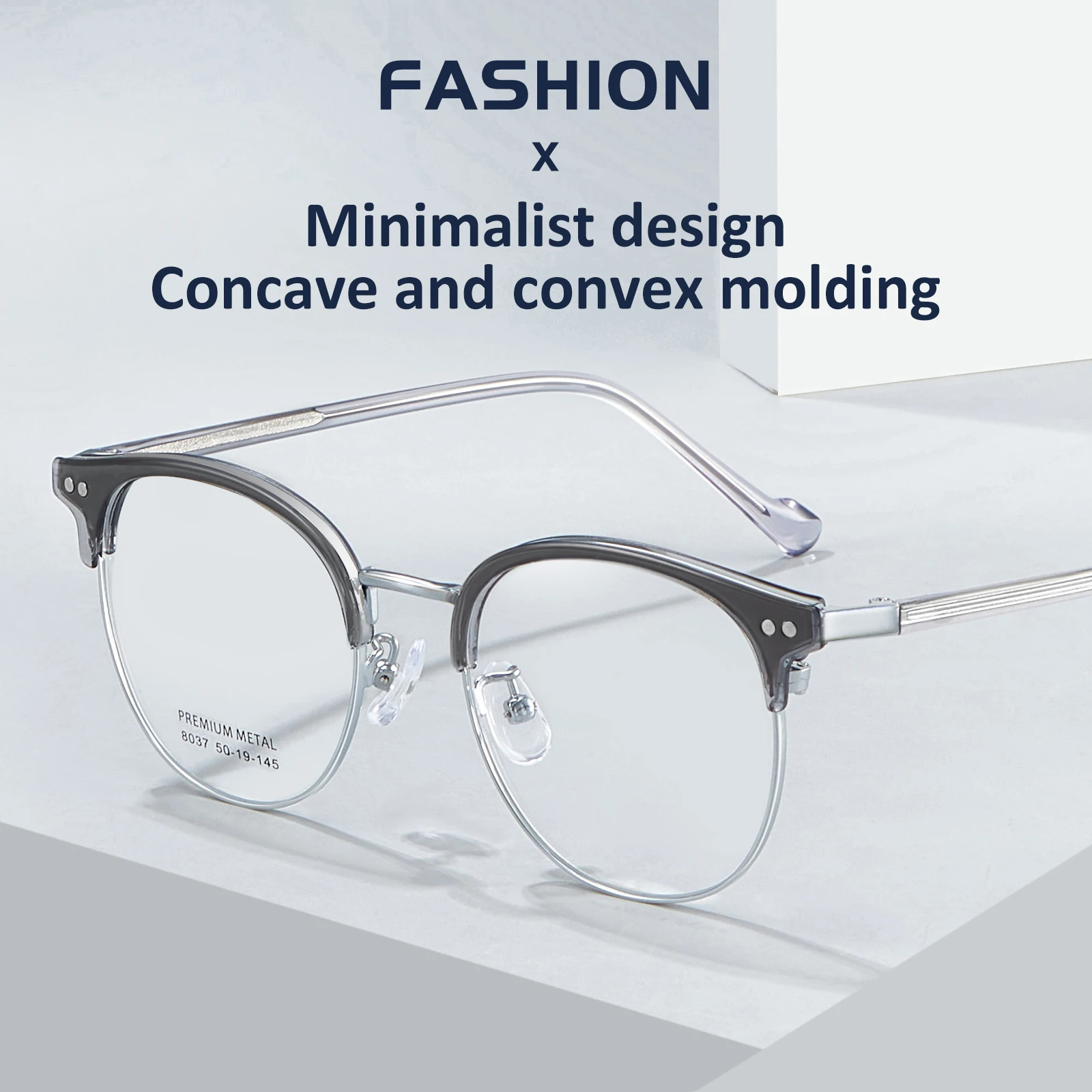 GENEVIEVE New Fashion Retro Oval Geometric Design Anti-Blue Light Reading Glasses Photochromic Customizable Prescription 8037