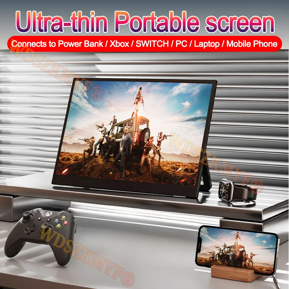 

Portable Monitor 14.1/15.6/16inch 1080P/1.2K HDR Low Blue Light For XBox PS4 / 5 Switch Cell Phone PC Loptop Extension