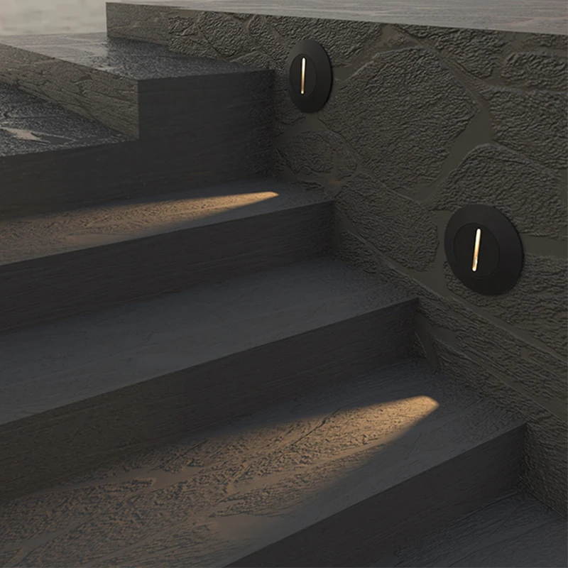 

Nordic Wall Stair Light Round Corridor Aluminum Foot Light Outdoor Recessed Light Emitting Diode Step