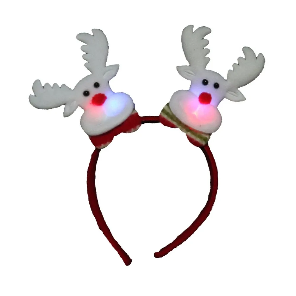 Muñeco de nieve rojo, diadema con luz LED, muñeco de nieve, alce, diadema de Papá Noel, cómoda diadema LED de Navidad, regalo de Año Nuevo