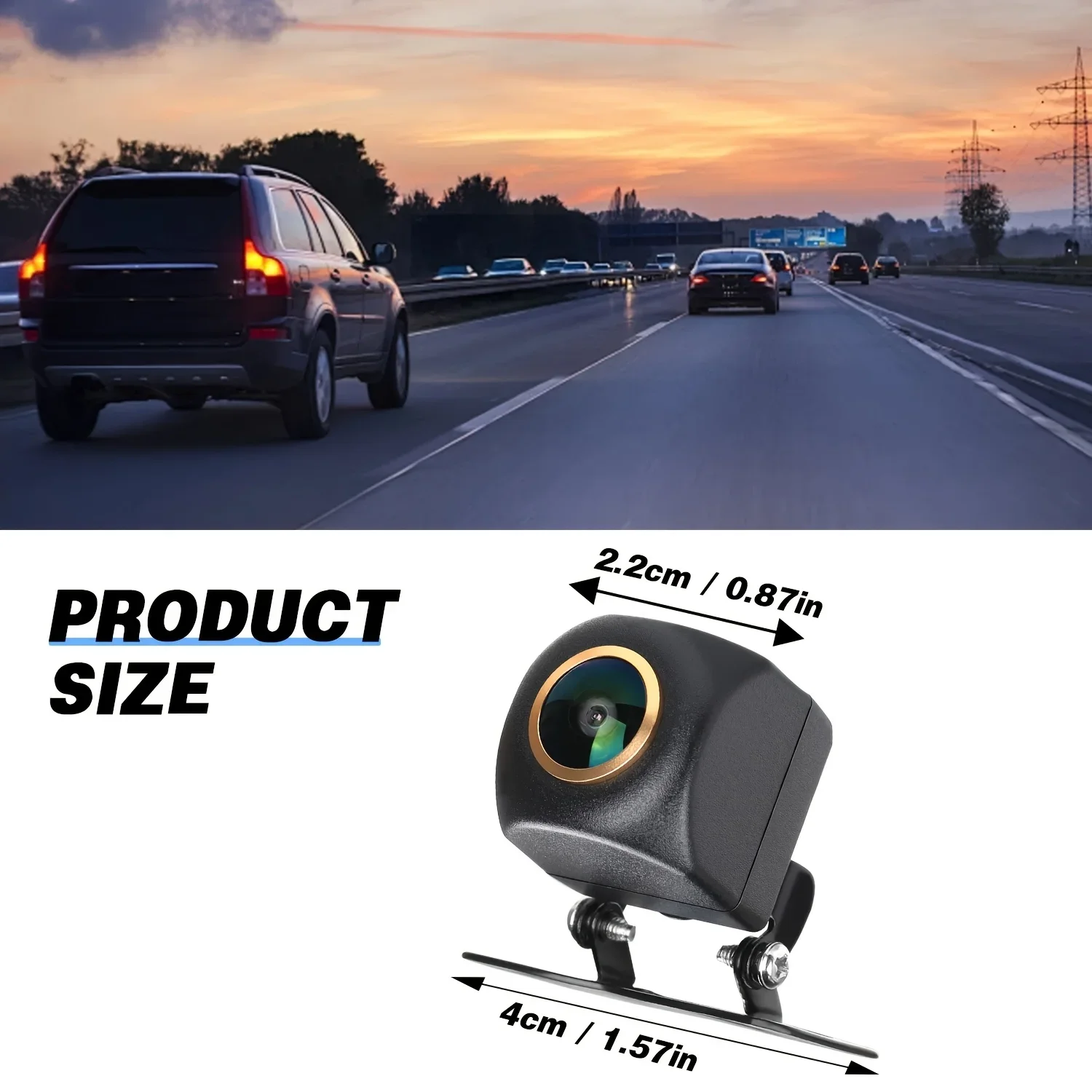 HD 170° Wide Angle Fisheye Backup Camera with Dynamic Trajectory Guide Lines–Full Color Night Vision for Cars, Trucks, SUVs, RVs