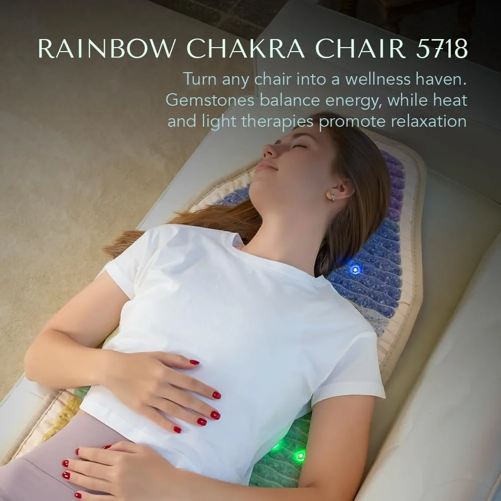 Rainbow Infrared Heating Pad for Chair, Heat Therapy with Natural Chakra Stones, Anxiety Relief, Heating Pad