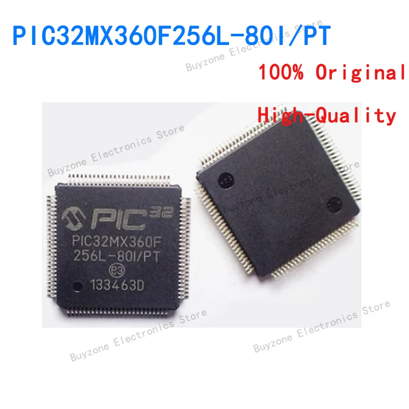 

PIC32MX360F256L-80I/PT 256KB Flash 32KB RAM 80 MHz 10-B ADC new original