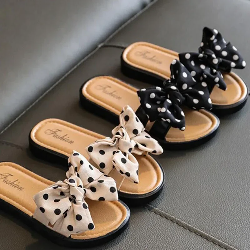 2026 Neue Schleifen-Flach-Sandalen mit offener Zehenpartie, rutschfeste Flip-Flops, Kinder-Hausschuhe, süße Sommer-Strandschuhe für Mädchen – Detail 6