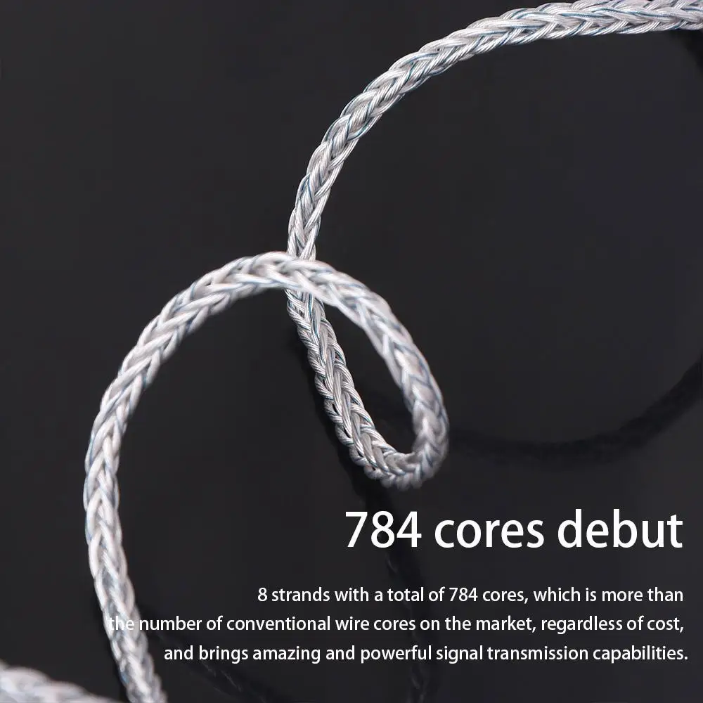 

784 Cores KZ Earphones Cable Uparade Cable Silver Plated KZ Headphone Cord Replacement Silver Blue Hybrid Headset Wire KZ
