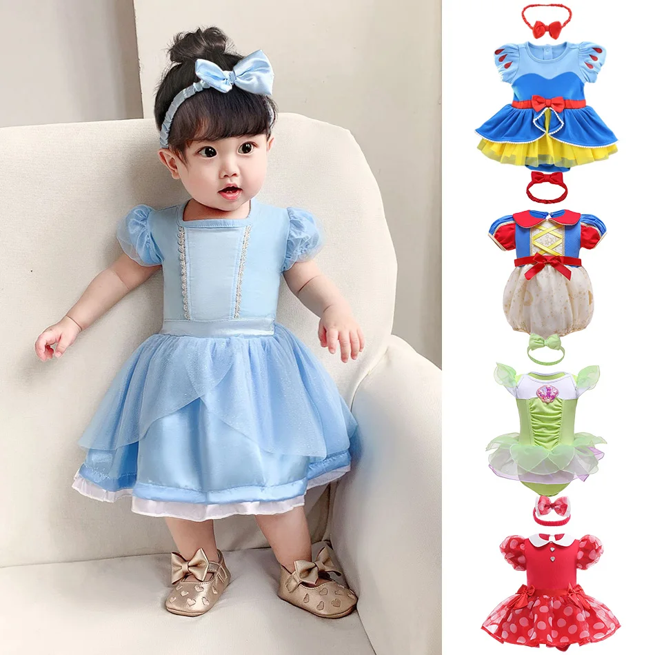 Baby Girl  Bebes Rompers Newborn Cinderella Snow White Tutu Dress Birthday Party Dresses Toddler One Pieces Baby Clothes 0-12M