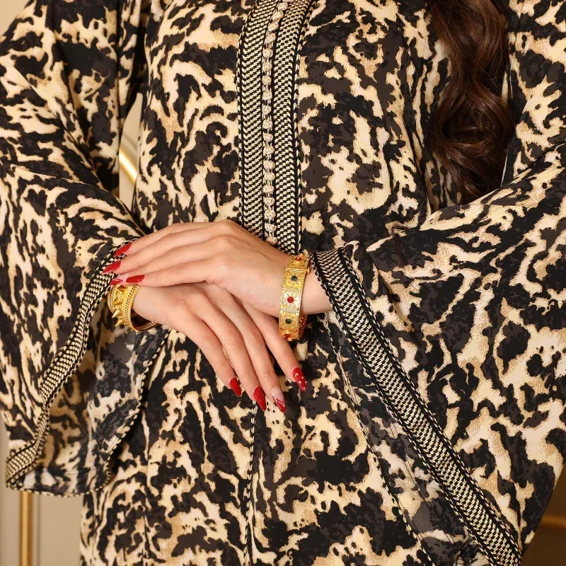 Été Arabe Abaya Robe Musulmane Floral Femmes S-XXL Code