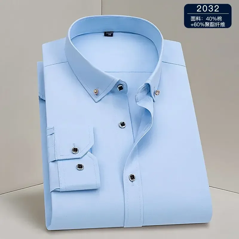 

Men's shirt spring and summer long sleeve thin formal business casual stripes high quality non-ironing fashion slim new style