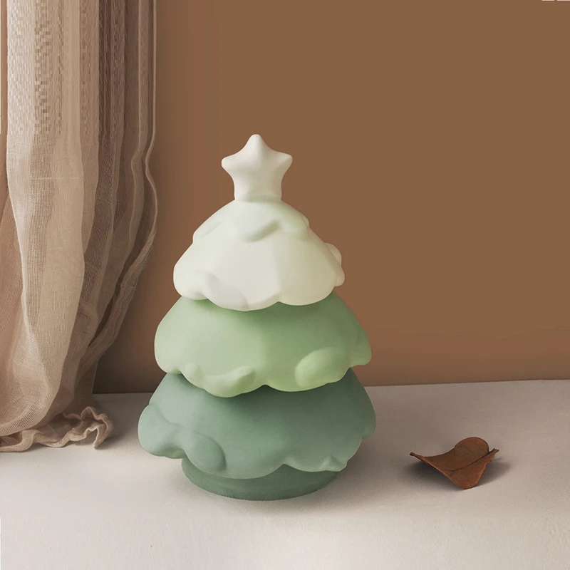 Mysterious Stacked Christmas Tree Silicone Mold For Candle Jar Manual Candle Container Mold Home Furnishing