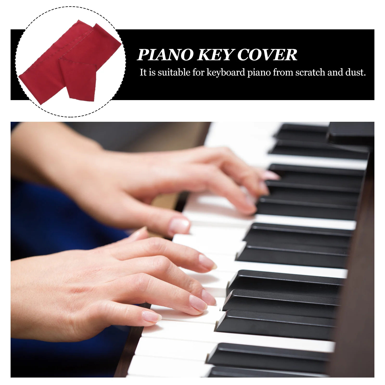 127*15CM Piano Keyboard Cover Key Cover Cloth (Red) Piano Cover for Piano Cleaning Care Piano key cover