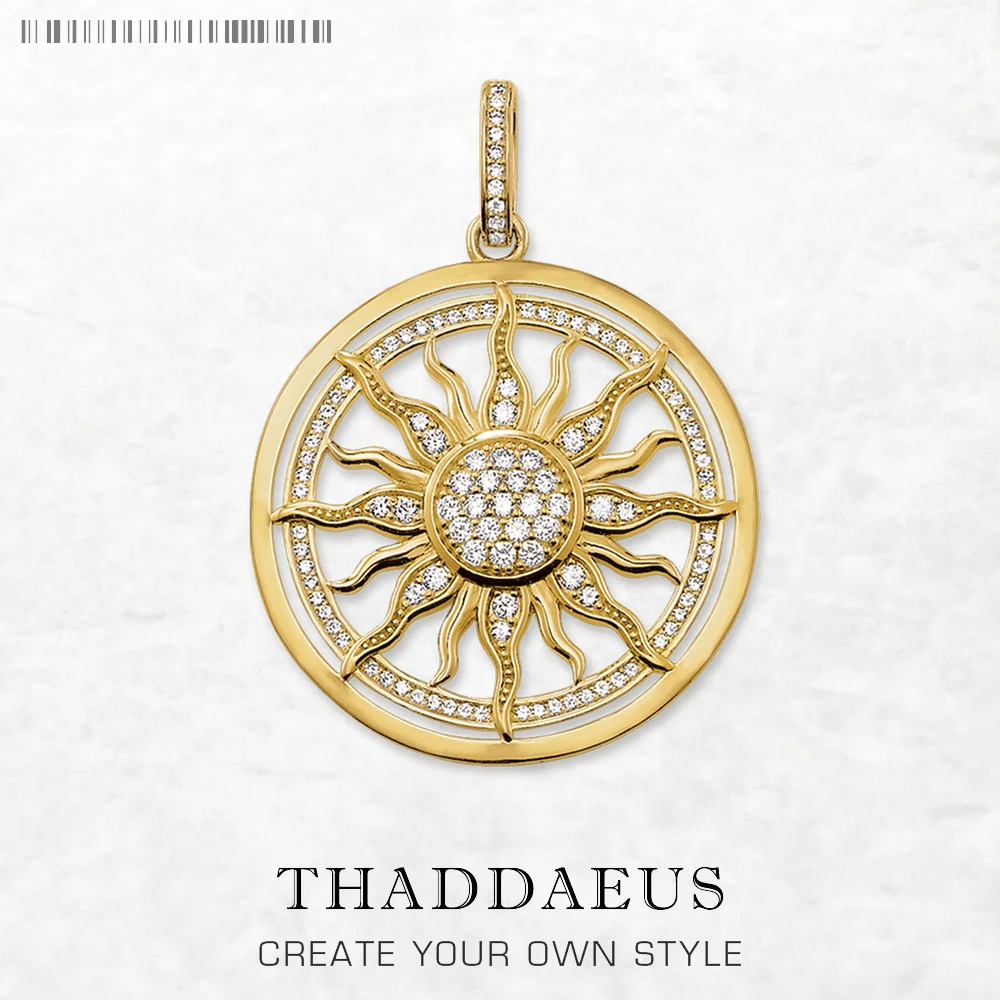 

Подвеска в виде солнца золотого цвета, модные ювелирные изделия из серебра 925 пробы с блестками, европейские аксессуары, подарок для мужчин и женщин