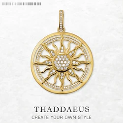 Pendant Gold Color Amulet Sun,Fashion Glam 925 Sterling Silver Jewelry Europe Accessories Gift For Men Woman