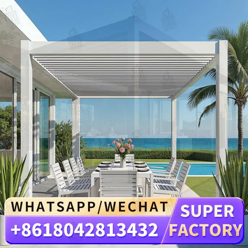 

Outdoor 3X3 3x4m Motorized Waterproof Bioclimatic Aluminium Pergola Gazebo for Garden Patio Backyard pergola