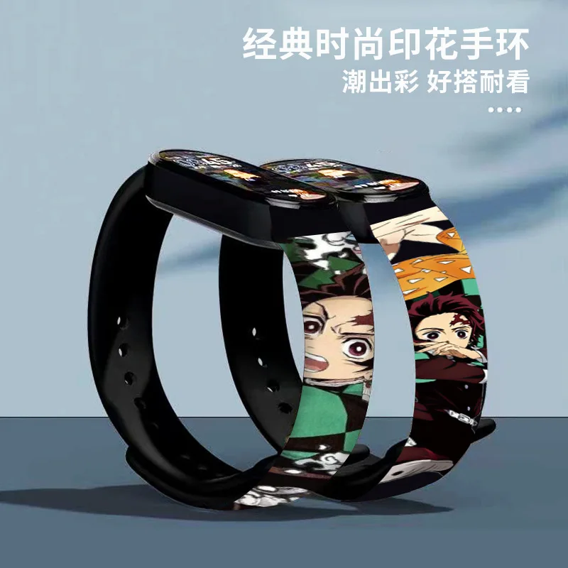 Demon Slayer Led Kleurrijke Klassieke Witte Mi Horloge Anime Figuur Kamado Tanjirou Nezuko Waterdicht Sporthorloge Kids Verjaardagscadeaus