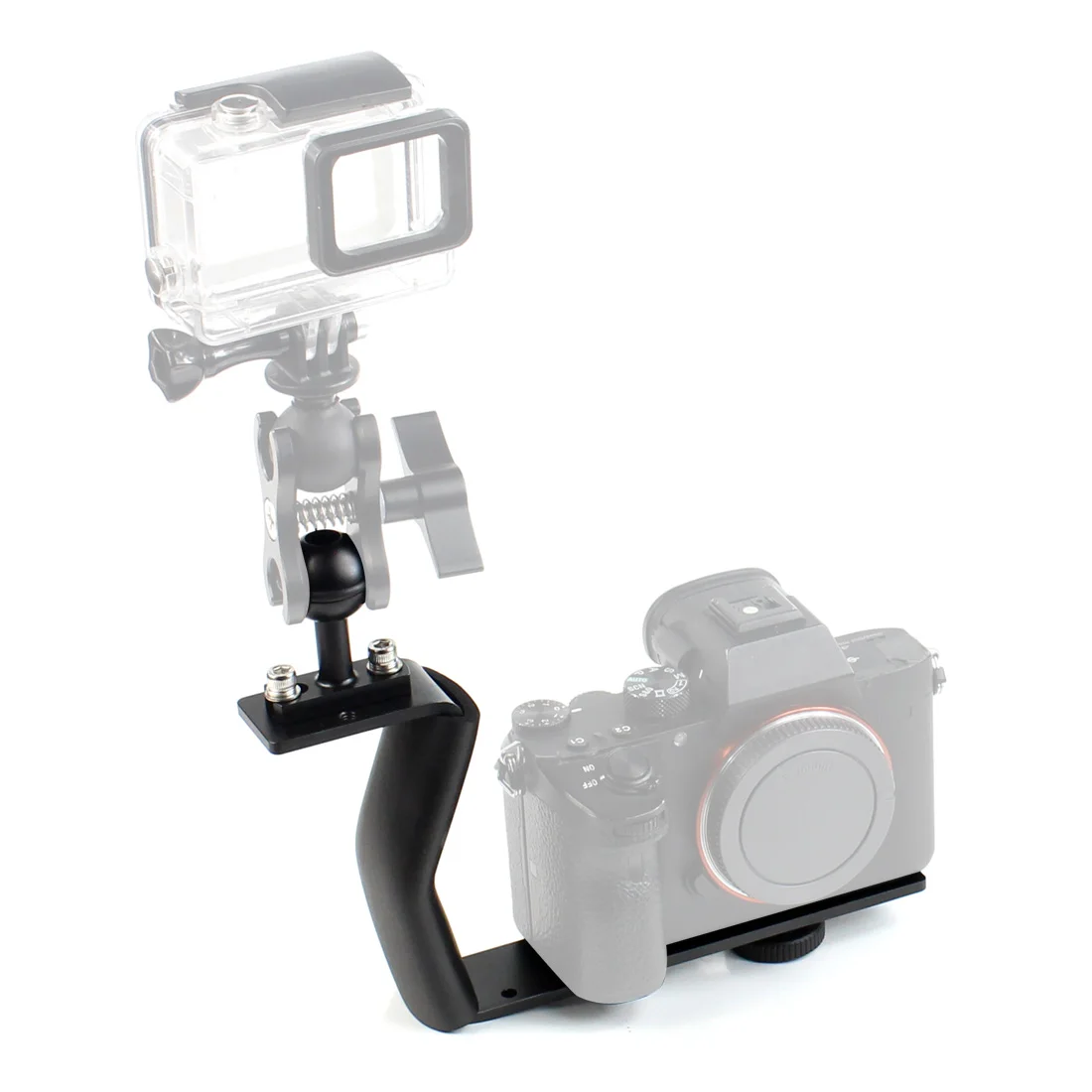 Tauchhalterung aus Aluminiumlegierung, Z-Typ, Einzelgriff mit Basisadapter für Gopro Unterwasserkamera, Fotogehäuse, Taschenlampe – Detail 25